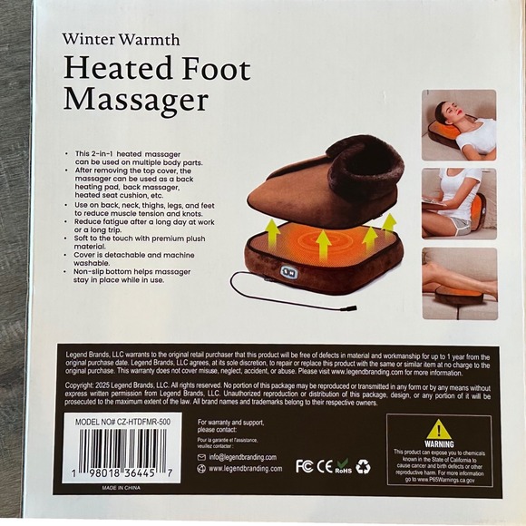 Cozy Winter Warmth 2-in-1 Heated Foot Massager & Heating Pad NEW! - Picture 2 of 5